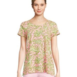 Lilly Pulitzer Small Etta Scoop Neck Tee Mane Character Energy Pink T-Shirt